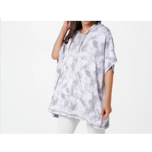 Koolaburra by UGG Baby Terry Tie-Dye Hooded Poncho Pocket-Gray-XL/1X